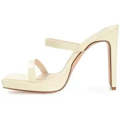 Journee Collection Womens Naivee Tru Comfort Foam Open Square Toe Platform Heel Sandals Off White 11