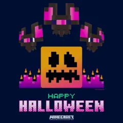 Boys Minecraft Happy Skeleton And Bats With Flames T Shirt