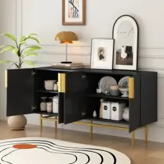 Modern Sideboard, Buffet Cabinet with Metal handles & Legs-ModernLuxe