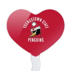 Youngstown State Penguins Logo Heart Love Cupcake Picks Toppers Decoration Set of 6