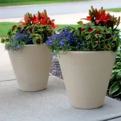 Sunnydaze Indoor/Outdoor Patio, Garden, or Porch Weather-Resistant Double-Walled Walter Flower Pot Planter - 15.5" - Antique White