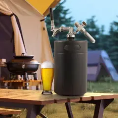 VEVOR Beer Growler Tap System, 170Oz 5L Mini Keg, 304 Stainless Steel Pressurized Beer Growler with Pressure Display, CO2 Regulator Faucet, Black