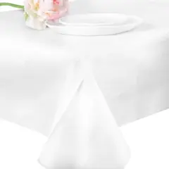Next Level Stuff Disposable White Tablecloths with Waterproof Plastic Backing, 54" x 108", Multi-Pack Options