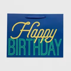 Vogue 'Happy Birthday' Bag Navy - Spritz&trade;: Large Blue Paper Gift Bag, Solid Typography, 10x12.75x5
