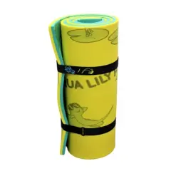 Aqua Lily Pad 85 x 24 Inch Tadpole Single Adult Floating Foam Pool Lounger Water Blanket Table Bed Mat with Pillow Straps & Storage Bag, Green/Yellow