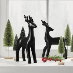 Ceramic Standing Deer Christmas Animal Figurine - Wondershop&trade; Black: Indoor Holiday Decor, 12" Tall