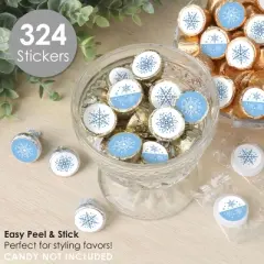 Big Dot of Happiness Blue Snowflakes - Winter Holiday Party Small Round Candy Stickers - Party Favor Labels - 324 Count