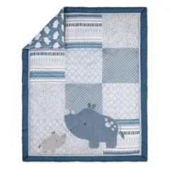 The Peanutshell Crib Bedding Set for Baby Boys' or Baby Girls'- Blue Rhino Nursery Set - 3pc