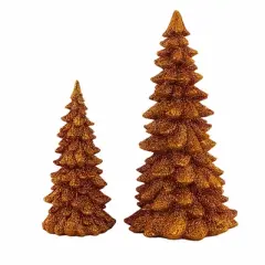 Roman 11.5 Inch Orange Glitter Tree Set Halloween Decorative Tree Set , Halloween Decor Sparkle Pine (2PC)