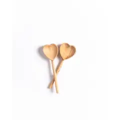 Slickblue Wooden Heart Teaspoon Pair, Hand Carved Olive Wood Coffee and Tea Spoons with Storage Pouch