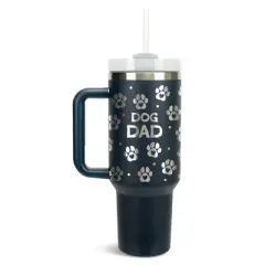 Elanze Designs Dog Dad Puppy Pawprints Hearts 40 oz. Stainless Steel, Large Water Bottle Coffee Mug, Spill & Leak Resistant, Thermal Travel Tumbler