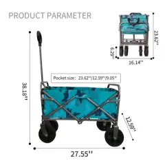 Garvee 110LBS Foldable Wagon Cart with Wheels, Collapsible Beach Cart with 90&deg; Angel Free Adjustable Handles for Shopping Camping Gardening