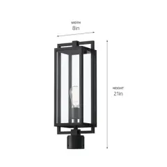 Goson&trade; 20" 1 Light Post Light with Clear Glass Black