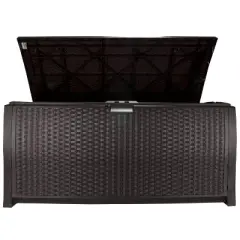 Suncast DBW9200 99 Gallon Outdoor Resin Patio Storage Chest with Handles, Mocha