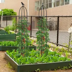 Tangkula 2PCS Garden Obelisk Trellis for Climbing Plants 78&rdquo; Rustproof PE-Coated Metal Flower Trellis w/ Adjustable Height