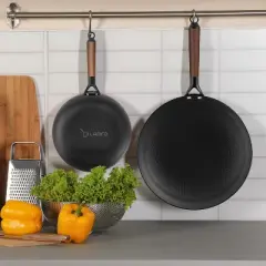 LAMFO Professional Cooking Utensils Set , 2 pieces 10&12Inch Cookware Set Cast Iron Skillets, PFAS-Free, Nonstick Pizza Pans, Oven&Dishwasher Safe