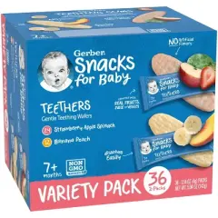 Gerber Teethers Variety Pack Baby Snacks - 5.04oz/36pk