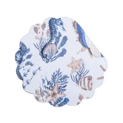 C&F Home Seahorse Sands Reversible Machine Washable Scallop Quilt Round Placemats Set of 6