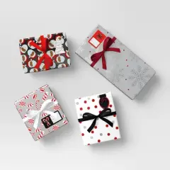 4 pk Christmas Velvet Ribbon Gift Packaging Accessories Red/Black/White - Wondershop&trade;