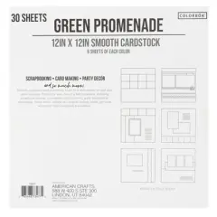 Colorbok 78lb Smooth Cardstock 12"X12" 30/Pkg-Green Promenade, 5 Colors/6 Each