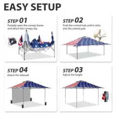 EAGLE PEAK 13'x13' Pop up Canopy Tent w/ One Wall,Portable Sun Shelter for Camping