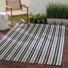 Home Conservatory Ticking Stripe Handwoven Indoor/Outdoor Area Rug