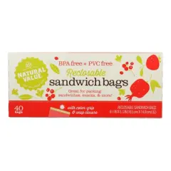 Natural Value Reclosable Sandwich Bags - Case of 12/40 ct