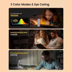 Link Clip On LED Book Light For Reading In Bed Flexible Head Portable&nbsp;Rechargeable&nbsp;Multiple Lighting Colors & Brightness For Adults & Kids