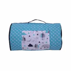 Bacati - Woodlands Aqua Navy Gray Boys Cotton Toddler Nap Mat