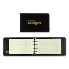 National Four-Ring Ledger Binder Kit with A-Z Index, Black Cover, 8.5 x 5 Debit-Credit-Balance Sheets, 100 Sheets/Book