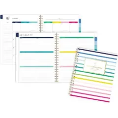 Emily Ley for At-A-Glance 2025-2026 Weekly/Monthly Planner 3/4"x9-3/8"x11" Happy Stripe