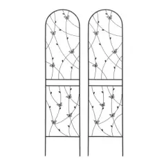 4-Pack Black Metal Garden Trellis, 86.7" H x 19.7" W Rustproof Climbing Plant Support for Outdoor Flowers, Easy to Assemble