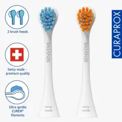 Curaprox Hydrosonic Rainbow Sensitive Brush Heads, Blue/Orange, 2 pcs