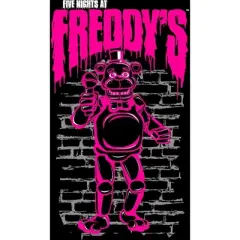 Five Nights at Freddy's Neon Pink Freddy Against the Wall Boy's Black T-shirt