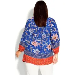 Women's Plus Size Brea Peasant Top - blue | AVENUE