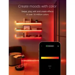 Twinkly Line App Controlled Adhesive and Magnetic White Wire Light Strip Starter Kit, Multicolor, RGB LED, 5ft