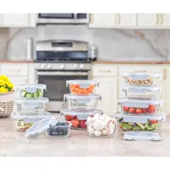 JoyFul by JoyJolt 24 Piece Glass Food Storage Containers with Leakproof Lids Set - Light Grey