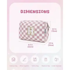 Narwey Birthday Gifts for Teen Girls Kids Women Personalized Initial Checkered Makeup Bag