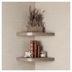 (Set of 2) 11.5" x 1.5" Radial Floating Corner Shelves - Danya B.