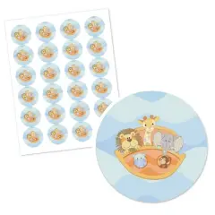 Big Dot of Happiness Noah's Ark - Baby Shower Circle Sticker Labels - 24 Count