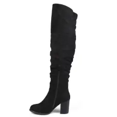 Journee Collection Womens Kaison Wide Calf Stacked Heel Over The Knee Boots