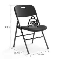 Real Relax Large Back Folding Chair,Heavy Duty Plastic Folding Chair for Indoor Outdoor Events, Wedding, Party, Restaurant, Meeting