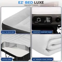 SereneLife Luxe Series EZ Bed, Queen Air Mattress with Frame, Built-In Pump, Memory Foam Cover & Pillow &ndash; SLEZBDQN20LX