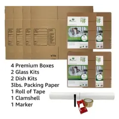 UBMOVE Kitchen Moving Boxes & Supplies Kit #1- (4) Boxes with Dish/Glass Inserts