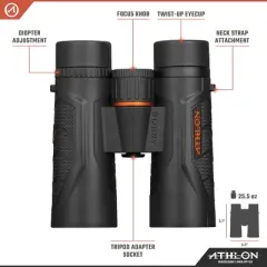 Athlon Optics Argos G2 HD Binoculars with Eye Relief for Adults and Kids, High-Powered Binoculars for Hunting, Birdwatching, and More