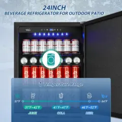 Velivi 24 Inch Outdoor Beverage Refrigerator Cooler,Stainless Steel Wide Refrigerator for 210 Cans