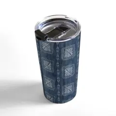 Schatzi Brown Mudcloth 3 Denim Travel Mug 20 oz Stainless Steel Travel Mug - Deny Designs