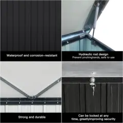 WELLFOR 215gal Outdoor Storage Container Metal Storage Box Black