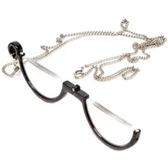 Calabria 2945R Monocle Fold Reading Glasses&Silver Chain Necklace