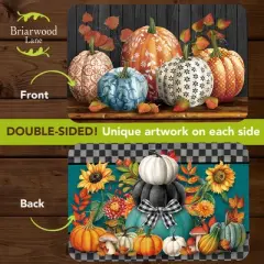 Briarwood Lane Fall Double Sided Placemat (4-pack) 17x11.25 Patterned Pumpkins For Fall Placemat